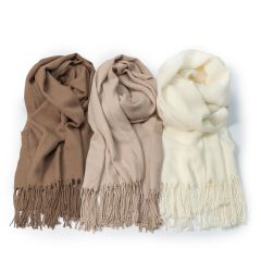 Pashmina marrón, marfil y beige 180x70cm. min 3