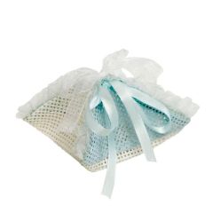 Pañuelo azul de rafia con cinta, min.12