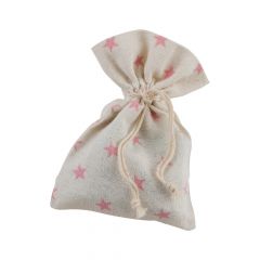 Bolsa algodón estrellas rosas 10x14cm. min.12