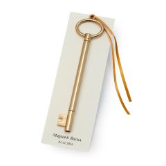 Rotulador llave dorada y marcapáginas personalizable para invitados