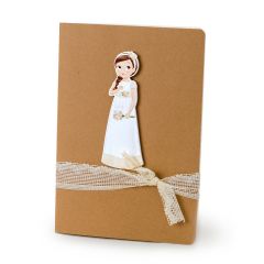 Libreta grande adornada figura niña Comunión romántica