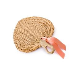 Paipay hoja de palma adornado salmón 13x14cm.