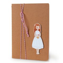 Libreta grande adornada figura niña Comunión vestido corto