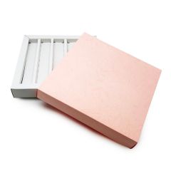 Caja piel rosa palo cuadrada montada min.16