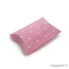 Estuche petaca tela rosa, topo blanco, min.12