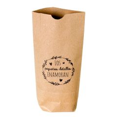 Bolsa Kraft Detalles enamoran,negro 12x22,5cm. min.25