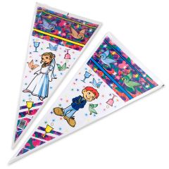 Cucuruchos Comunión 2 caras niño-niña, 25x50cm, precio x 100u.