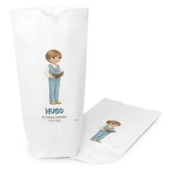 Bolsa papel blanco niño comunión chaleco 2x21X5cm.,min.25