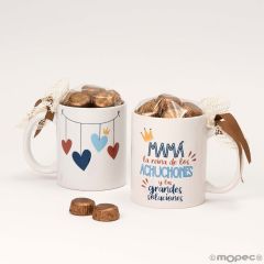 Taza cerámica 6 bombones MAMÁ LA REINA en caja regalo