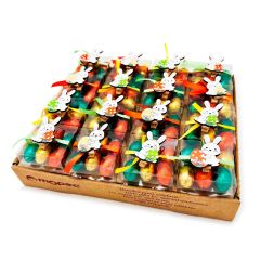 Expositor 30 cajas con 6 huevos praliné pinza conejito*