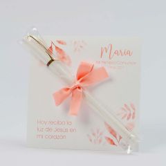 Rotulador y tarjetón salmón Comunión personalizado min.16