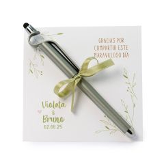 Rotulador verde puntero aguanta-móvil tarjetón personalizado