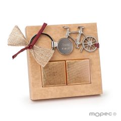 Llavero bicicleta metal 2 chocolatinas 10x4,5cm