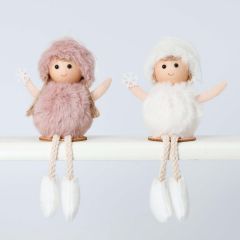 Muñecas rosa y blanca sentadas base madera surtido 2 min 2