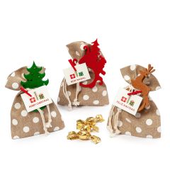 Bolsa servilletero Navideño + Tarjeta Feliz Navidad + 3 crokichocs