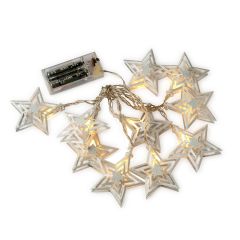 Guirnalda de estrellas metálicas leds 160cm.,pilas incluidas