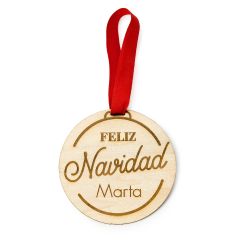 Adorno madera personalizado Feliz Navidad 9cm