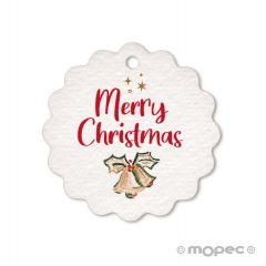Tarjeta flor Campana Merry Christmas 4cm.(preciox28u.) min28