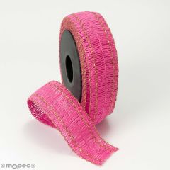 Cinta red rosa con hilo dorado 50mmx20m