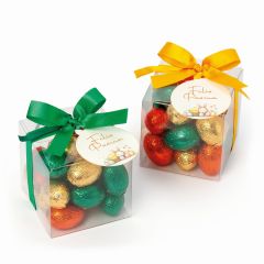 Estuche con 20 huevos praliné y tarjeta Feliz Pascua