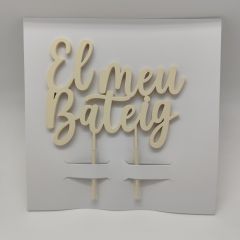 Cake topper madera El Meu Bateig 16x17x0,5cm.