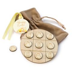 Juego 3 en raya Pascua en madera tarjeta Feliz Pascua