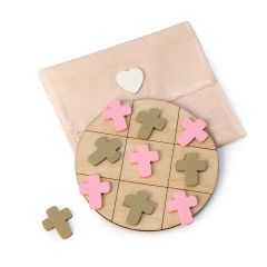 Juego 3 en raya de madera Cruz rosa y beige