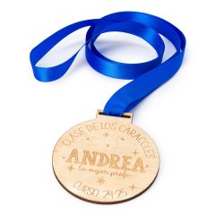 Medalla de madera al mejor profe personalizada dos caras
