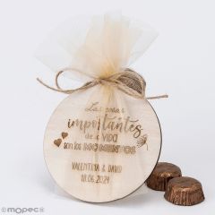 Posavasos madera "Las Cosas..." personalizado 2bombones min.18
