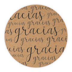 Etiqueta adhesiva kraft Gracias Ø3,5cm. 1hj=12u. min.10