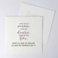 Sobre y tarjetón vale regalo He pensado verde y rosa min.25