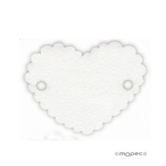 Tarjeta blanca corazón 2 agujeros 5x4cm (preciox30u) min.30