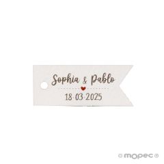 Tarjeta banderola con corazón 4x1,7cm. (preciox77u) min.77