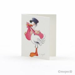 Tarj. librito Pit& Pita gemelos cigueña amorosa 