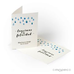 Tarjeta Lágrimas de Felicidad 5,2x7,4cm.1hj=8u, min.5hj disponible en varios idiomas