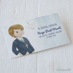 Estampa Comunión niño americana azul precio x 25u.min.25