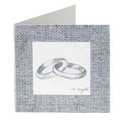 Tarjeta librito 8,1 x 4,1cm. anillos, disponible en gris o beige