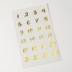 Hoja 24 adhesivos dorados Calendario Adviento 