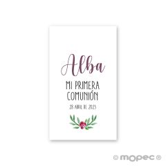 Tarjeta pre-cortada niña Comunión flores 30xhj., min.5