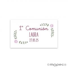 Tarjeta 1a.Comunión flores rosas 1hoja=30,min.5