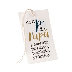 Tarjetón P de Papá en varios idiomas