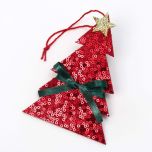 Colgante con chocolatina, árbol de Navidad rojo