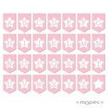 Banderola rosa con estrella para guirnalda 14,6x21,7cm
