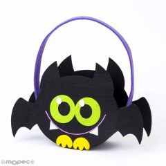Cesta fieltro murciélago de Halloween, 22cm