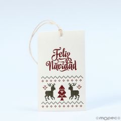 Tarjeta felicitación de Navidad con diseño de renos y cinta 