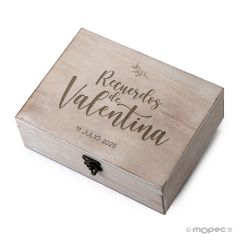 Cofre madera personalizado para guardar recuerdos ramita olivo 23x17cm