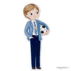 Figura 2D adhesiva niño Comunión con pelota 11cm. min.6