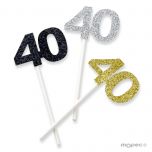 Pic 40 años stdo.plata/oro/negro purpurina,min.12