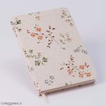 Libreta 18,4x13cm. acabado textil con flores
