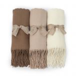 Pashmina marrón, marfil, beige 180x70cm. adornada min 3
